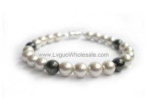 Magnet Clasp - 18cm Hematite Stone Beaded Bracelet